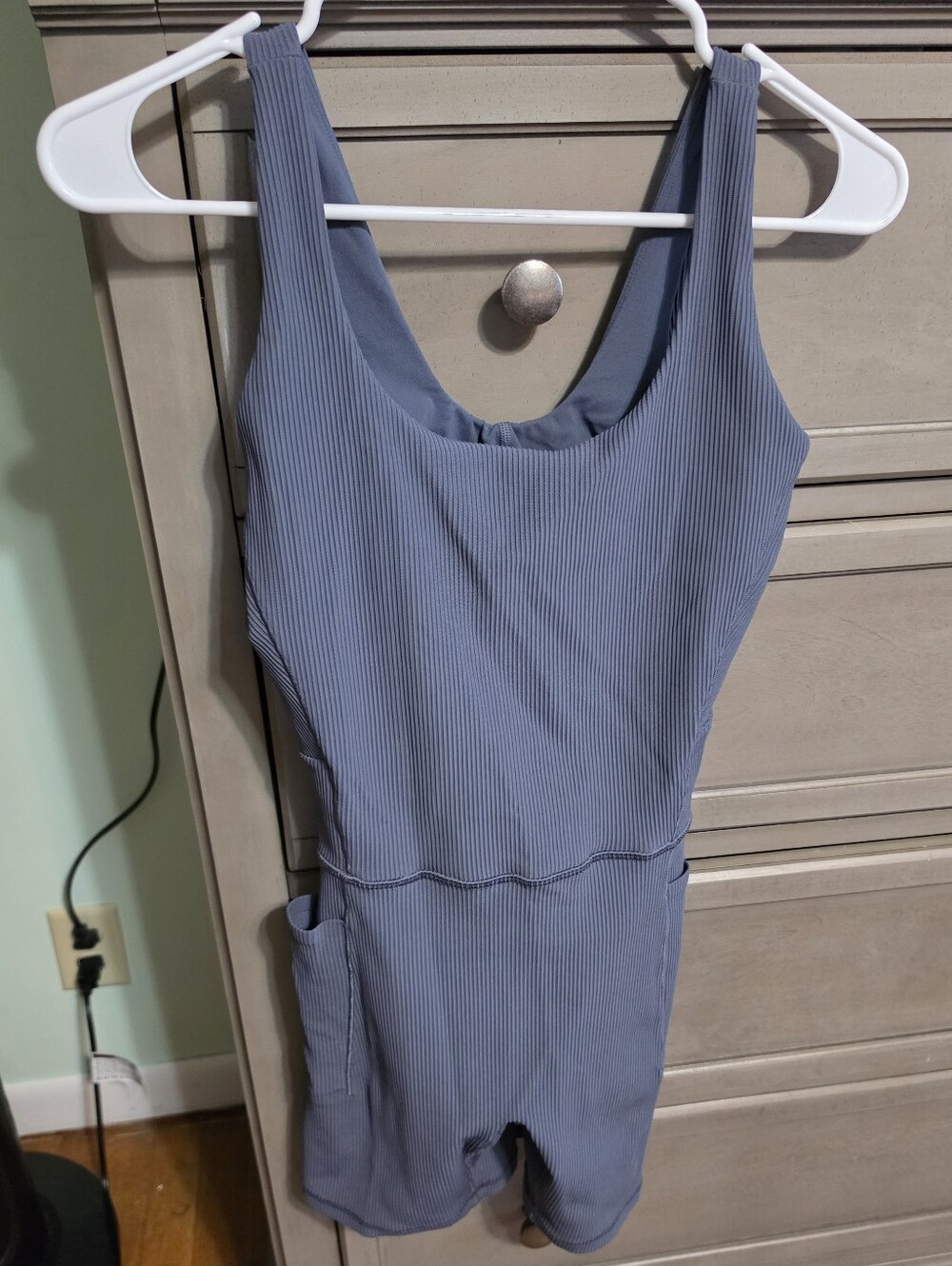 Athleta Ribbed One-Piece Bodysuit in Slate Blue